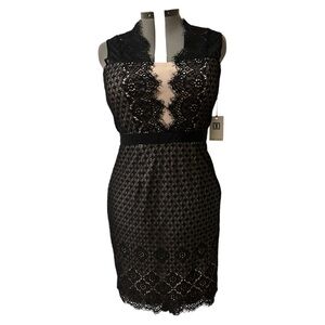 Ivanka Trump Black and Cream Lace Mini Dress
